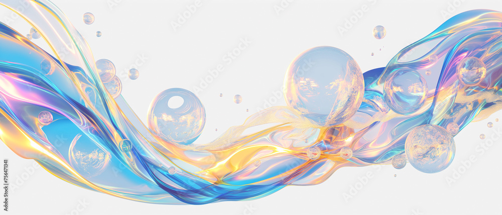 abstract art of colorful pastel shampoo bubbles floating in the air