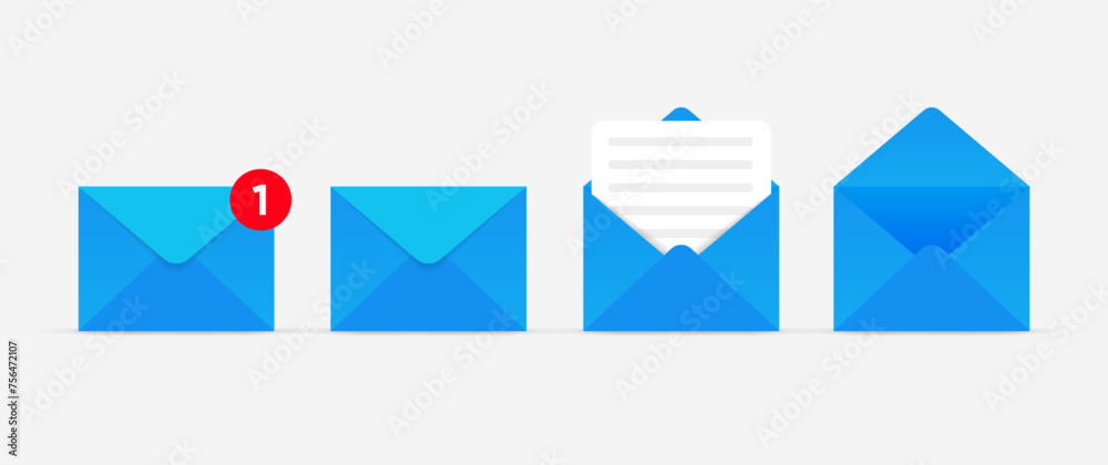 New message notification concept on realistic smartphone mockup. New email pop up. Incoming, open messaging. Chatting, mail, post, letter symbol, sign, emblem with new notification for UI UX website