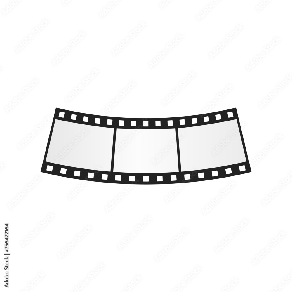 3D film strip tape cut into three frame pieces, filmstrip wave vector illustration