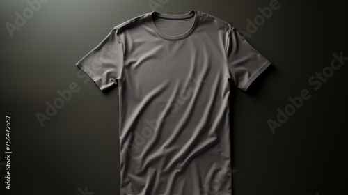 Grey t-shirt on black background. Mockup of t-shirt.