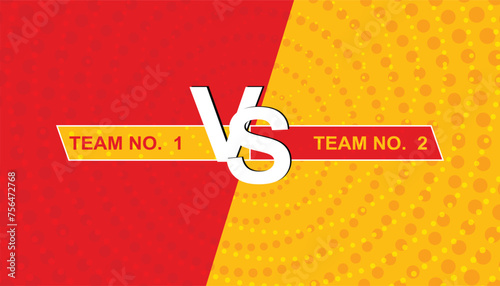 Vs fight, VS Versus yellow and red comic design, combat between the red and yellow teams, Vector illustration photo