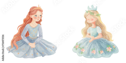 cute princess watercolour vector illustration