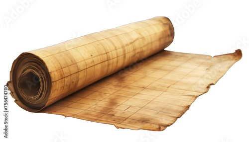 Papyrus paper. Old paper roll. Wooden texture