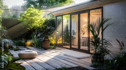 The Garden room of a beautiful bright modern style house