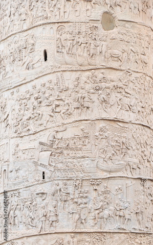 Ancient Trajan's Column Close Up in Rome, Italy.