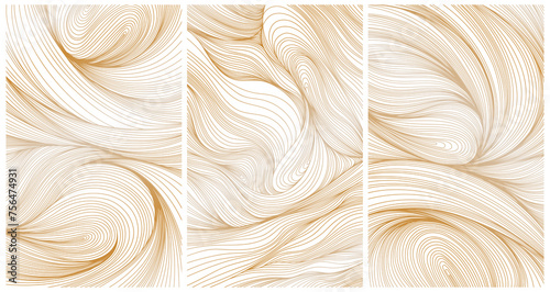 Set of three gradient abstract wavy backgrounds for your design. Hand drawn illustration.