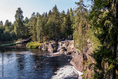 Ruskeala waterfalls on the Tohmajoki River. Ahinko waterfalls. Republic of Karelia. Russia. Beautiful natural landscape photo