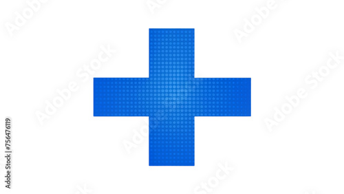 Blue Cross Icon Isolated on White Background: Medical Symbol Illustration