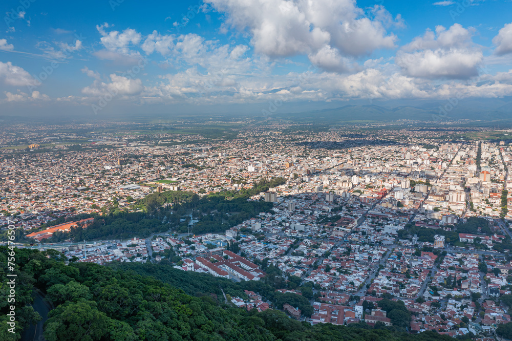Aerial view of the city of Salta in Argentina.