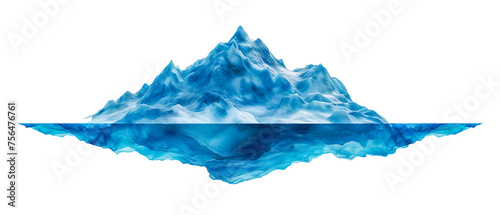 Blue mountain with a blue ocean in between, Cut out