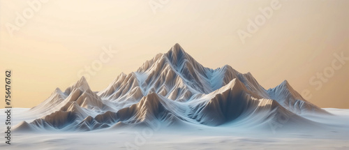 Mountain range is shown in a white and blue color scheme