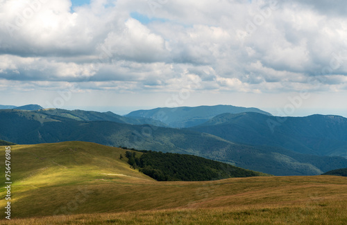 Fototapeta Naklejka Na Ścianę i Meble -  Wild Southern Carpathians in Romania - view during trekking in Valcan mountains