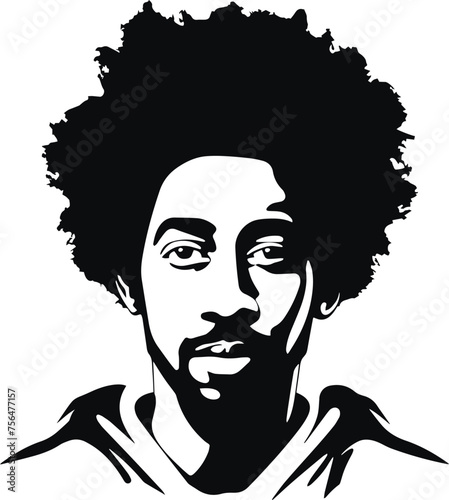 African man head, AfroAmerican man vector illustration, on a white background