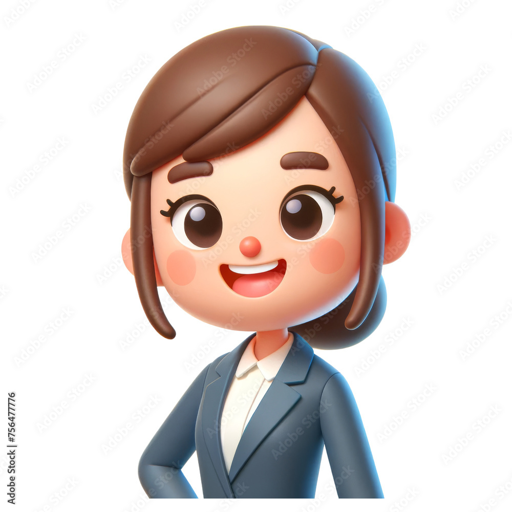 3d cute businesswoman, 3d clipart, 3d character. 