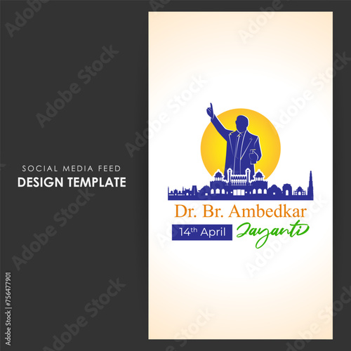 Vector illustration of Ambedkar Jayanti social media feed template