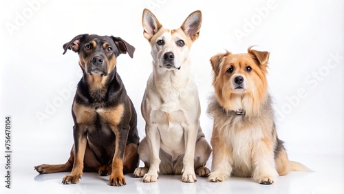 group of dogs on a white background