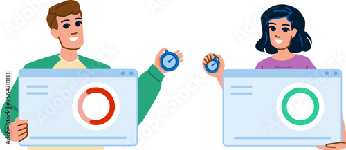 page speed vector. load performance, core check, web optimize page speed character. people flat cartoon illustration