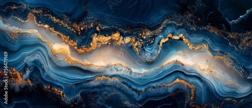 ART. Abstract ocean. Natural luxury. This artwork incorporates the swirls of marble or ripples of agate. It is a very beautiful dark blue paint with a gold dust.