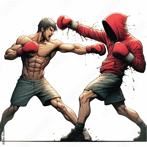 free fighter kickboxing man with boxing gloves