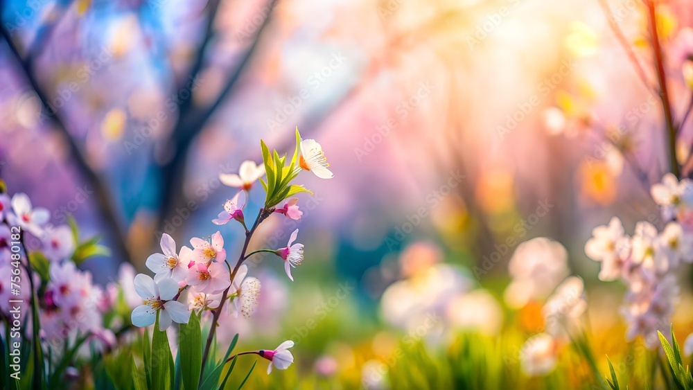 Happy spring background with flowers