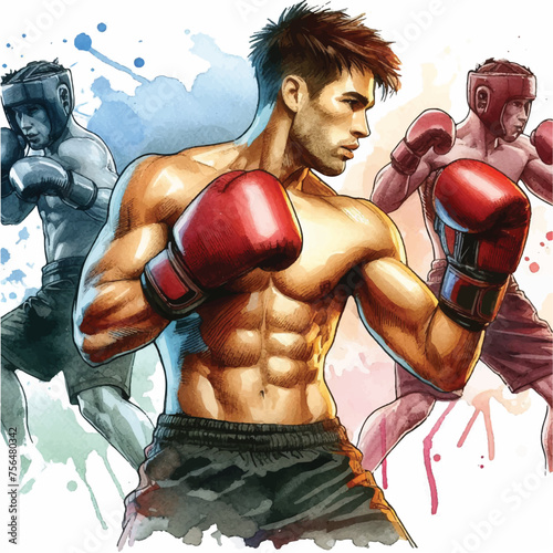 free fighter kickboxing man with boxing gloves