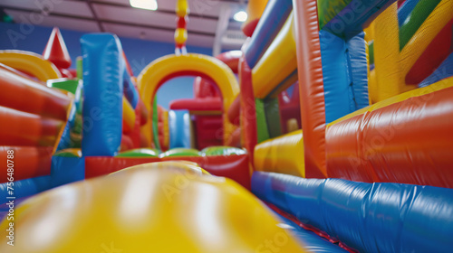 Inflatable bouncy castle at an indoor playroom