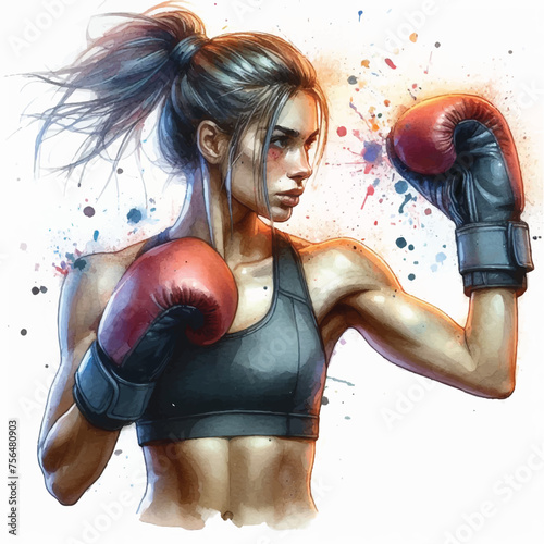 free fighter kickboxing woman with boxing gloves