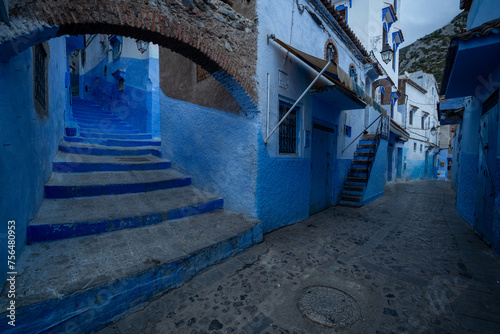 narrow street in the Chefchaouen, Morocco photo