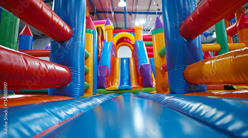 Inflatable bouncy castle at an indoor playroom