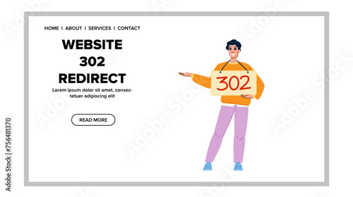 logo website 302 redirect vector. road technology, site ion, online sign logo website 302 redirect web flat cartoon illustration