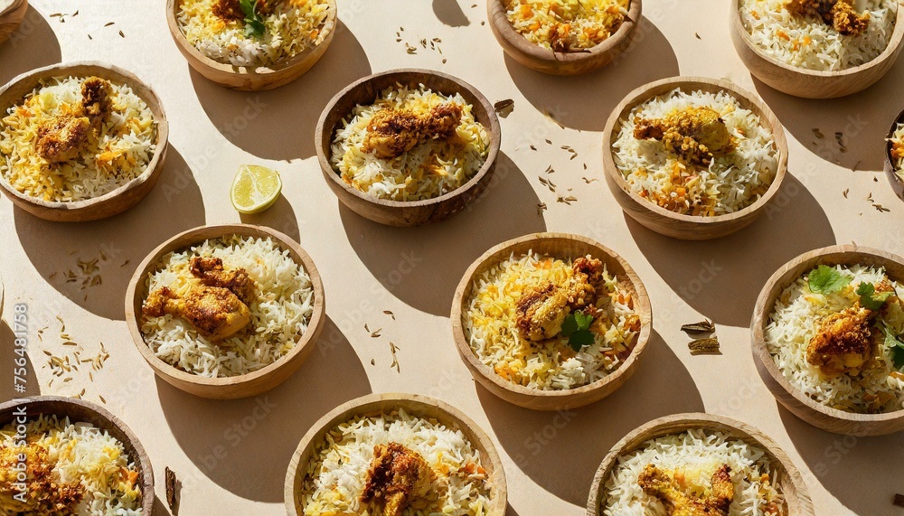indian dish chicken masala in wooden bowls on beige background indian dish chicken masala in wooden bowls on beige background
