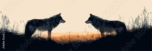 Outlined vectorized illustration of a wolf, capturing the essence of wildlife photo