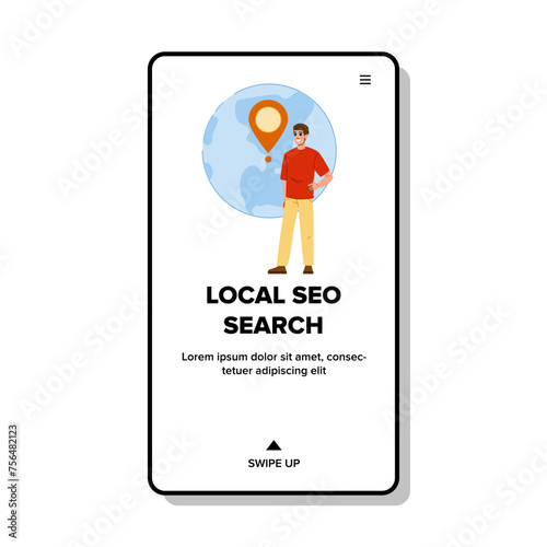 store local seo search vector. commerce ecommerce, agency announce, marketing website store local seo search web flat cartoon illustration