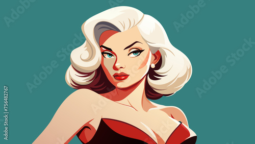 A beautiful lady with blonde hair and a beautiful dress.cartoon, playful, attractive, legs, simple white background.Fatal blonde: a photo of a beauty in a bright dress.Cartoon beauty: A playful blonde