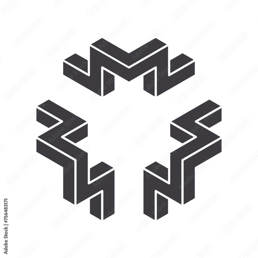 Impossible shape icon isolated on white background. Vector illustration. Impossible shape icon isolated on white background. Vector illustration.