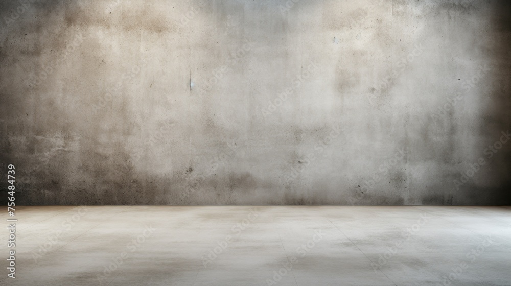 Minimalistic Interior, Cement Concrete Grey Grunge Wall, Background for Product Presentation, Advertising and text, Copy space.