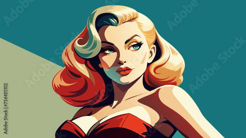 A beautiful lady with blonde hair and a beautiful dress.cartoon, playful, attractive, legs, simple white background.Fatal blonde: a photo of a beauty in a bright dress.Cartoon beauty: A playful blonde