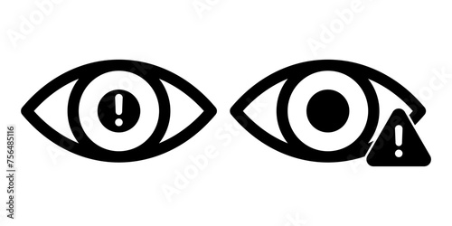 Eyes problem icon. Warning health problem icon