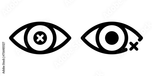 Eye problem. Blind icon set