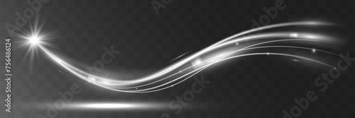 Light white wave shine effect,vector glow line sparkle shine. Silver wavy effects.