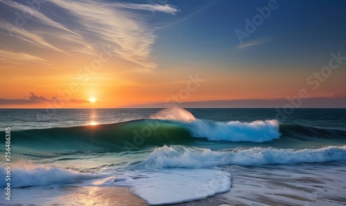 Water wave beach with sun light 