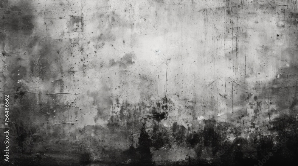 Fototapeta premium Horizontal Minimalistic Empty Interior, Cement Concrete Black and White Gray Grunge Wall, Drawing, Background for Product Presentation, Advertising and text, Copy space.
