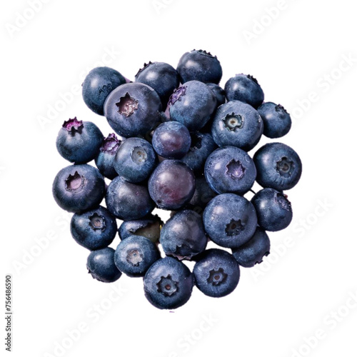 Fresh juicy Blueberries fruit on a transparent png background isolated asset