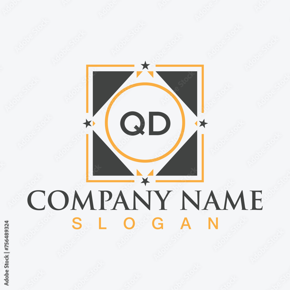 Creative letter QD monogram for business logo design template Creative letter QD monogram for business logo design template