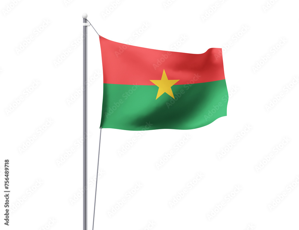 Burkina Faso national flag waving isolated on white background. Burkina Faso national flag waving isolated on white background.