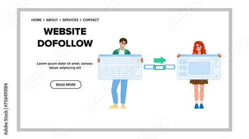 nofollow website dofollow vector. building content, seo digital, web marketing nofollow website dofollow web flat cartoon illustration