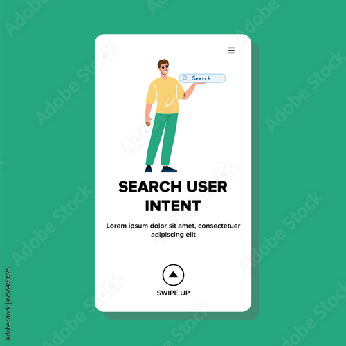 relevant search user intent vector. internet abuse, content grooming, man symbol relevant search user intent web flat cartoon illustration