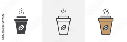 Hot Coffee Cup Isolated Line Icon Style Design. Simple Vector Illustration