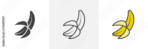 Peeled Banana Isolated Line Icon Style Design. Simple Vector Illustration © iconic