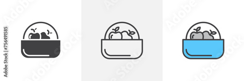 Fruit Basket Isolated Line Icon Style Design. Simple Vector Illustration